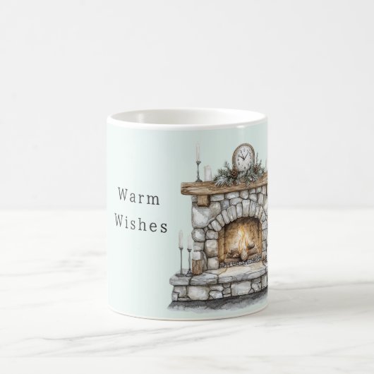 Mint Fire Place Warm Wishes コーヒーマグカップ (中央)