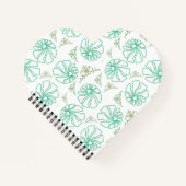 Mint Floral Calm Spiral Notebook ノートブック (正面)