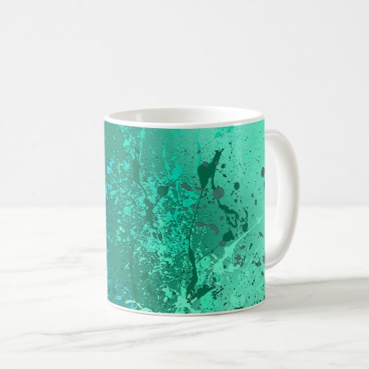 Mint Flurry Abstract Spatter Art コーヒーマグカップ (正面右)