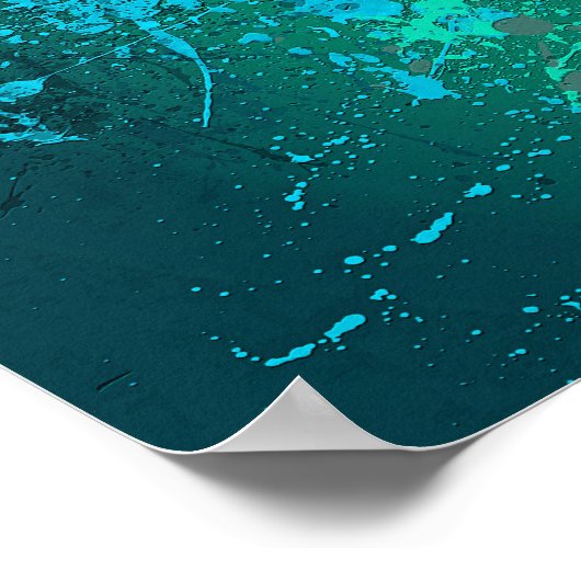 Mint Flurry Abstract Spatter Art ポスター (角)