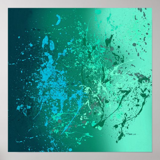Mint Flurry Abstract Spatter Art ポスター (正面)