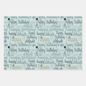 Mint Fun Happy Balloons Birthday ラッピングペーパーシート (正面)