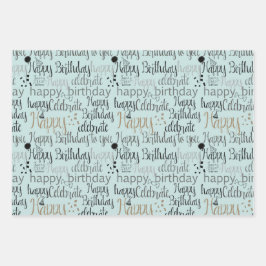 Mint Fun Happy Balloons Birthday ラッピングペーパーシート