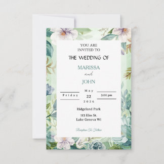 Mint Garden Elegance Wedding Invitation 招待状