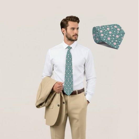 Mint Geo Hexagon & Charcoal Triangle Tie ネクタイ