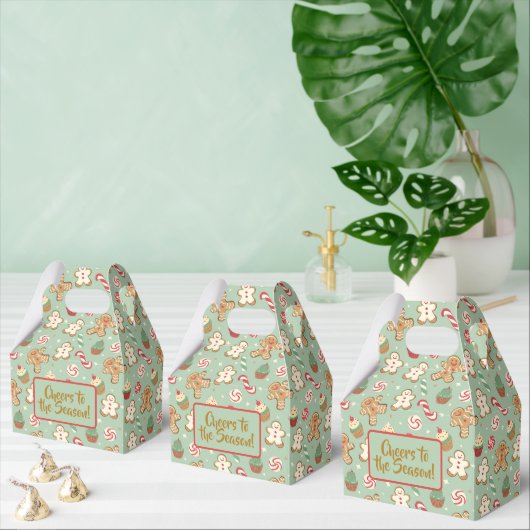 Mint Gingerbread Sweet Christmas Pattern フェイバーボックス (複数)