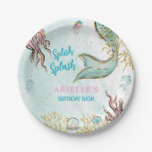 Mint Glitter Mermaid tail under the sea ペーパープレート (正面)