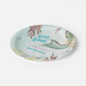Mint Glitter Mermaid tail under the sea ペーパープレート (アングル)