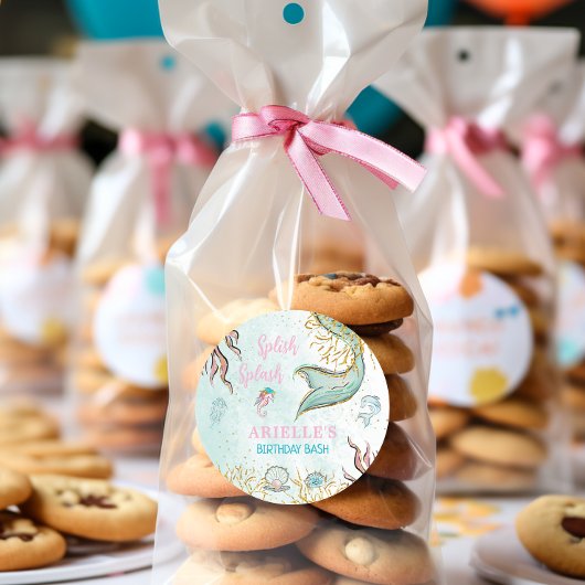 Mint Glitter Mermaid tail under the sea  ラウンドシール