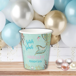 Mint Glitter Mermaid tail under the sea  紙コップ