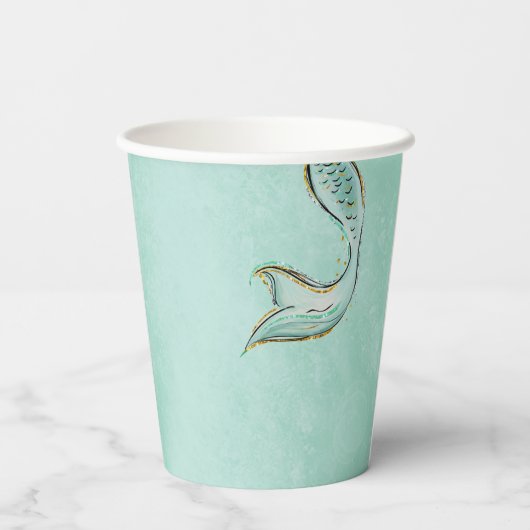 Mint Glitter Mermaid tail under the sea  紙コップ (裏面)