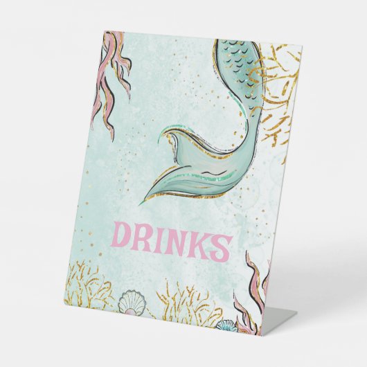 Mint Glitter Mermaid tail under the sea Drinks 台座サイン (正面)