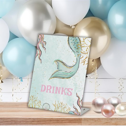Mint Glitter Mermaid tail under the sea Drinks 台座サイン