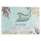 Mint Glitter Mermaid tail under the sea Treats ラージペーパーバッグ (裏面)