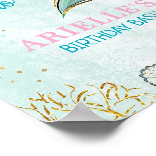 Mint Glitter Mermaid tail under the sea Welcome  ポスター (角)