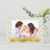 Mint Gold Chic Chevron Personalized Photo シーズンカード (スタンド正面)