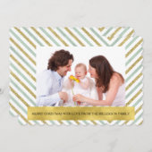 Mint Gold Chic Chevron Personalized Photo シーズンカード (正面/裏面)