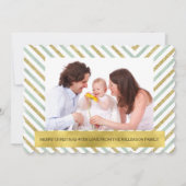 Mint Gold Chic Chevron Personalized Photo シーズンカード (正面)