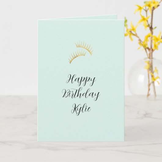 Mint Gold Eyelashes カード (黄色い花)