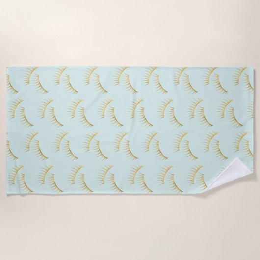 Mint Gold Eyelashes ビーチタオル (正面)