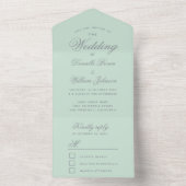 Mint Greenの書結婚跡のスクリプエレガントトRSVP オールインワン招待状 (内側)