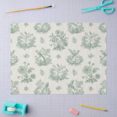 Mint Greenフレンチカントリーの鳥と花のトワル4 薄葉紙 (クラフト)