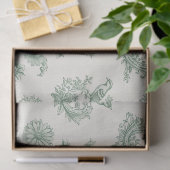 Mint Greenフレンチカントリーの鳥と花のトワル4 薄葉紙 (ギフト)