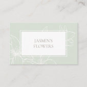 Mint Green | シックなフラワーラベル 名刺 (正面)