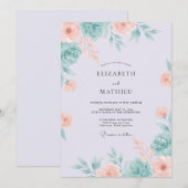 Mint Green Airy Romantic Wedding 招待状 (正面/裏面)