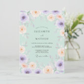 Mint Green Airy Watercolor Wedding 招待状 (スタンド正面)