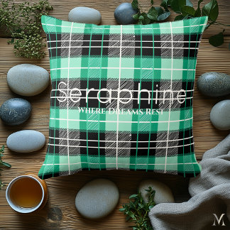 Mint Green and Black Plaid | オリジナル ドリーミータルタン クッション