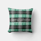 Mint Green and Black Plaid | Custom Dreamy Tartan クッション (正面)