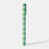 Mint Green and Blue Plaid Phone Case iPhone 15ケース (右側面)