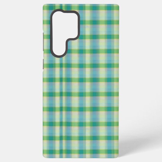 Mint Green and Blue Plaid Phone Case Samsung Galaxyケース (裏面)