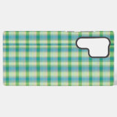 Mint Green and Blue Plaid Phone Case Samsung Galaxyケース (裏面横)