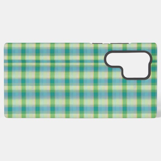Mint Green and Blue Plaid Phone Case Samsung Galaxyケース (裏面横)