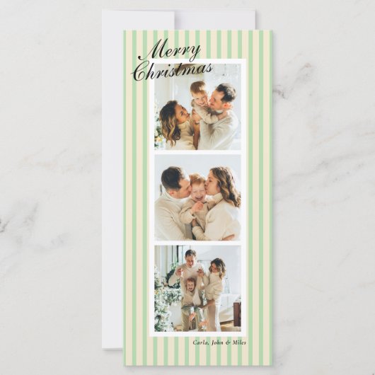 Mint Green and Cream Chic Vertical Stripes 3 Photo (正面)