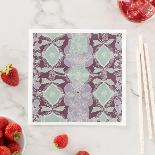 Mint green and lavender purple patterns AI art  (インサイチュ)