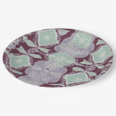 Mint green and lavender purple patterns AI art ペーパープレート (アングル)