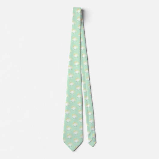 Mint Green and Mustard Yellow Pastel Pattern ネクタイ (正面)