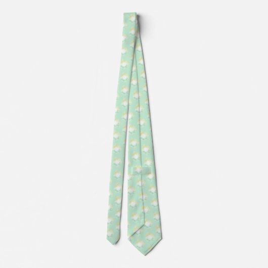 Mint Green and Mustard Yellow Pastel Pattern ネクタイ (裏面)
