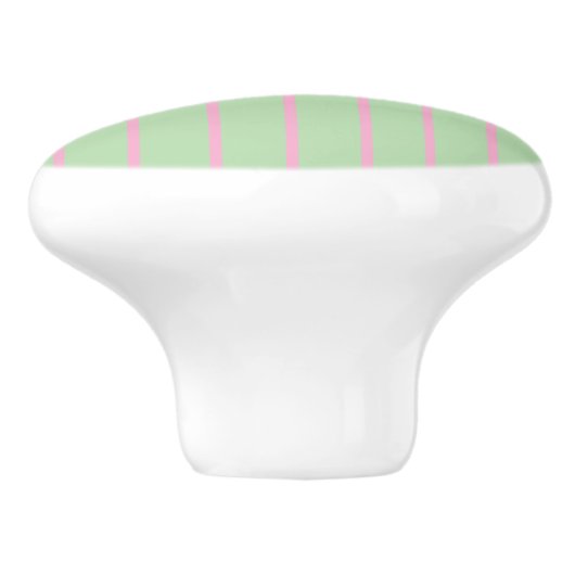 Mint green and pink stripes ceramic pull knob  セラミックノブ (側面)