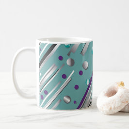 Mint green and Purple polka dot stripe  コーヒーマグカップ