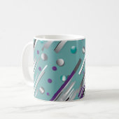 Mint green and Purple polka dot stripe  コーヒーマグカップ (正面左)