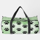 Mint Green Black Paw Print Bag ダッフルバッグ (裏面)