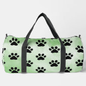 Mint Green Black Paw Print monogram personalize  ダッフルバッグ (正面)