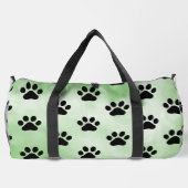 Mint Green Black Paw Print monogram personalize  ダッフルバッグ (裏面)
