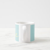 Mint Green & Blue Name Mug – Solid Thin Stripes エスプレッソカップ (裏面)