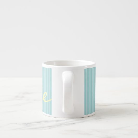 Mint Green & Blue Name Mug – Solid Thin Stripes エスプレッソカップ (裏面)