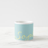 Mint Green & Blue Name Mug – Solid Thin Stripes エスプレッソカップ (正面)